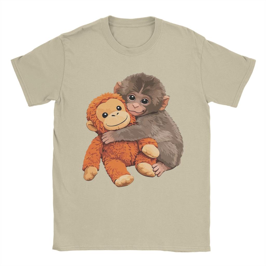 Funny Cute Punch Baby Monkey TShirt for Unisex Round Collar Cotton T Shirt Short Sleeve Tee Shirt Graphic Tops