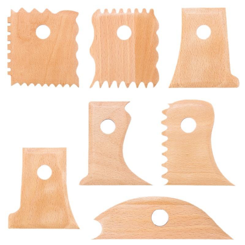 7-delat Set av Träskelettknivar Keramikverktyg DIY Keramiktrimning Lerskulptur Snidning Lerverktyg