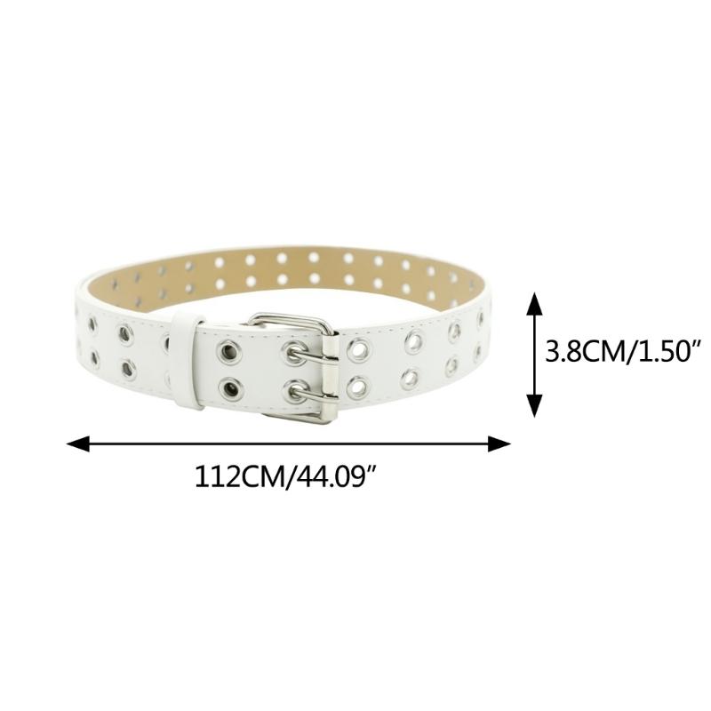 Leathers Womens Belt Fashion Double Grommet Belt Decorative Jeans Dress Blet