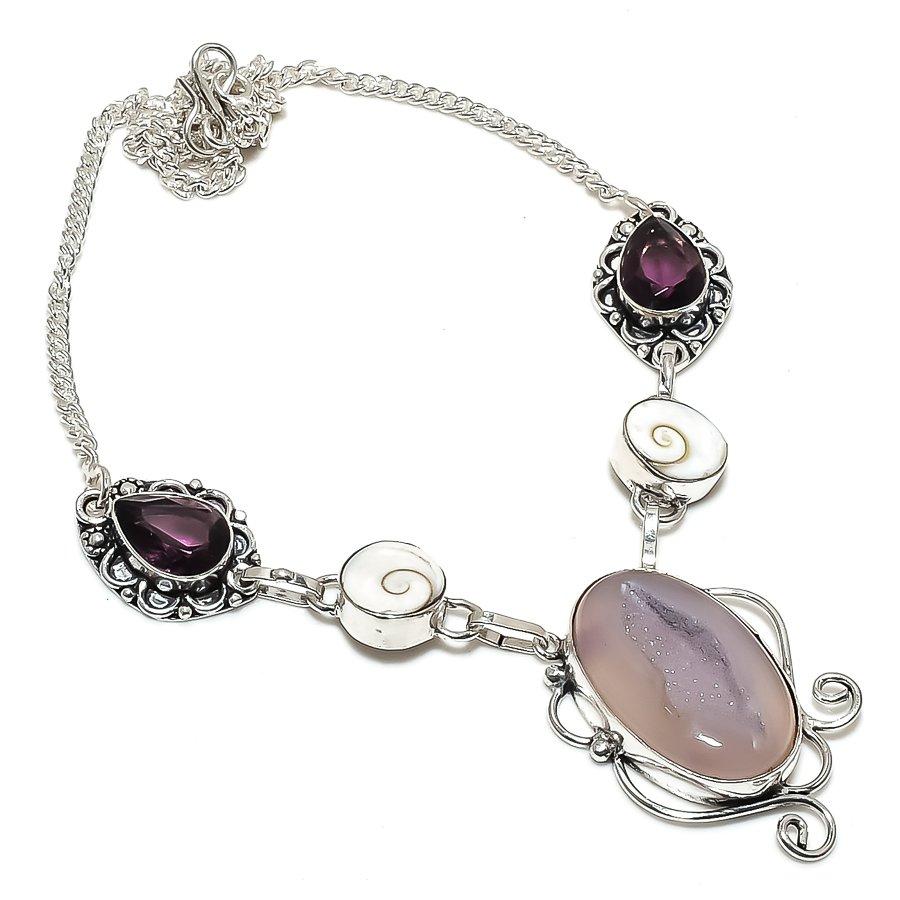 Natural Tree Agate, Shiva Eye 925 Sterling Silver Jewelry Necklace 18" L3C18