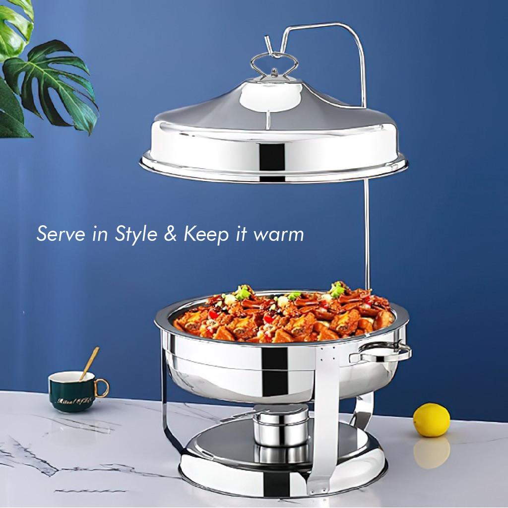 9L Large Capacity Stainless Steel Bell Dome Chafing Dish Restaurant Buffet Serving Dishes Hanging Dome Food Pan