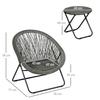 Garden Furniture Set, 3-Piece, Rattan Look, 2 Chairs, 1 Table, Foldable, Grey