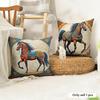 Orange Persian Horse Cushion Cover Natural Linen Organic Fabric Double-Sided Printing Sofa Home Decor Gift Pillow Cover