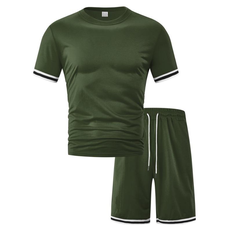 Summer Men's Fashion Loose Suit Short Sleeve Sports Casual Round Neck Two-piece Set Conjuntos Hombre