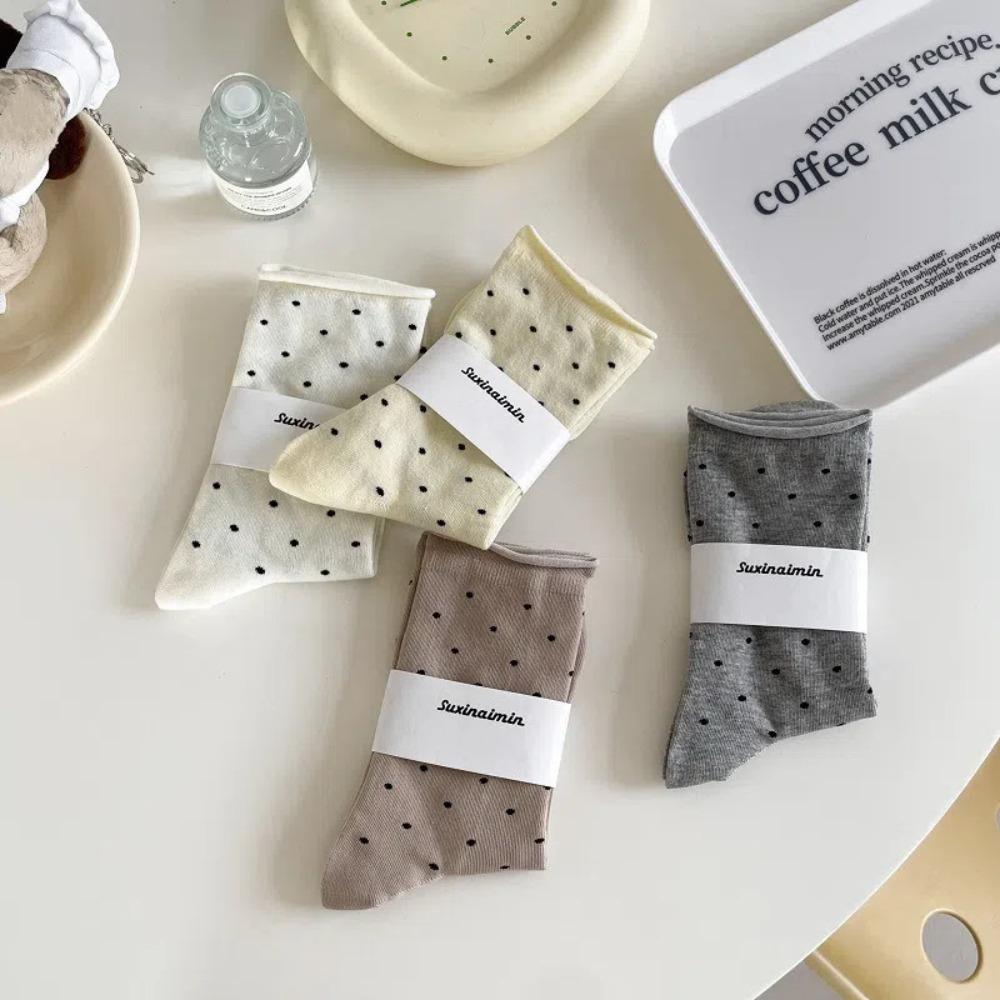 Thin Mid-Tube Socks Sweat Absorbent Women's Socks Comfortable Polka Dot Socks  Summer