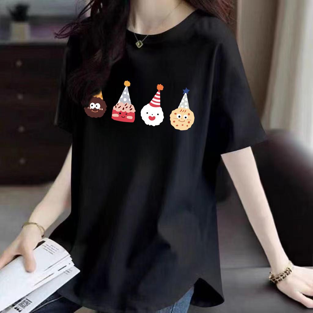 Pure Cotton Short-sleeved T-shirt for Women's New Summer Mid-length Style Covering The Curved Hem of The Butt Slightly Fat and Slim Top