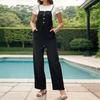 Sommer-Damen-Overalls, lässige Latzhose, Knopf-Hosenträger, einteilige Hose
