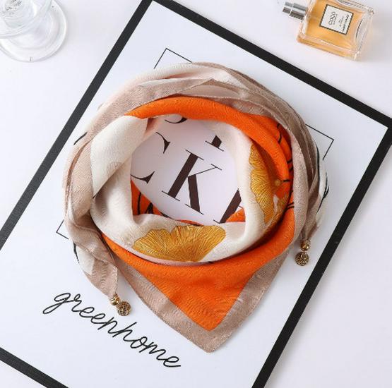 Chic Autumn/Winter Silk Scarf with Magnetic Golden Ball Clasp – Korean Style Neck Warmer