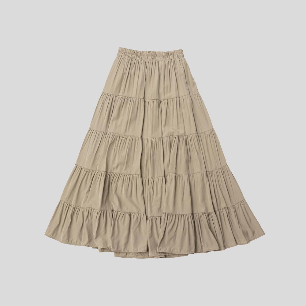 Laengsseon Ls_Khaki Multi-Layered Skirt