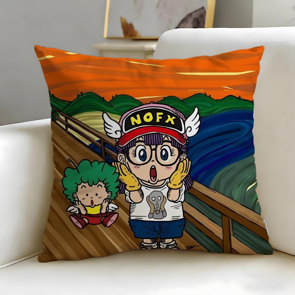 classic anime Dr Slump Cushion Cover Soft  EasyWash Pillow Case  Versatile for Couch Bed Travel and Office