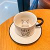 Juego de Taza y Platillo de Cerámica de Gato 3D