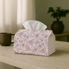 2D Flat,1pc Delicate Floral Pattern Decorative Tissue Box, Pink Botanical Sketch Pattern Daily Tissue Storage Box for Home, for Party, Kitchen And Bat