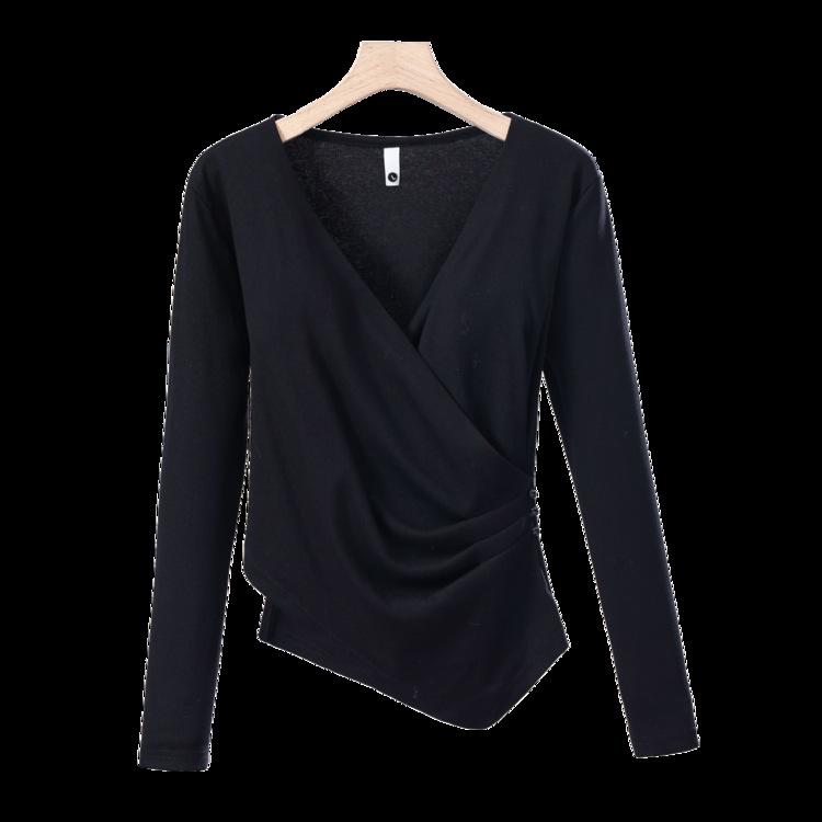 2025 Women's V-neck Long-sleeve Slim-fit T-shirt - Stylish Spring/Autumn Design