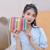 Fashion Women Rainbow Striped Crossbody Shoulder Bag for Girls Small Purse and Handbag Ladies Straw Woven Shell Beach Bag ARI