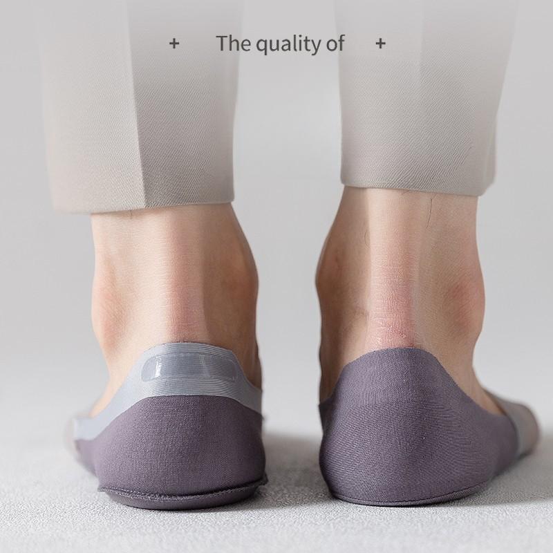 5 Pairs of Men's Summer Thin Mesh Breathable Silicone Anti Skating Silk Invisible Boat Socks