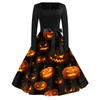 Women's Casual Fashion Halloween Printed Square Neck Vintage Dress