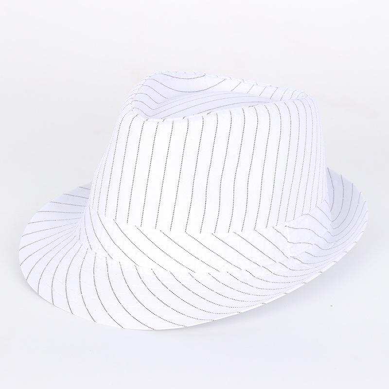 Middle-aged Men's Striped Top Hat, Solid Color Jazz Hat, Suit Material Hat, Wide Brim Design, Wide Brim Sun Hat, Large Brim.