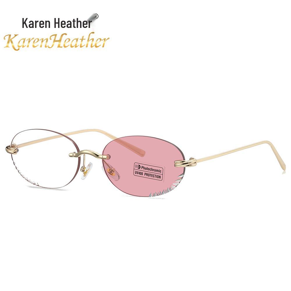 Fotochromowe Bezramowe Owalne Damskie Okulary Przeciwsłoneczne - Ochrona UV i Modny Styl INS (Model 2509)