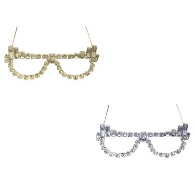Rhinestones Glasses Face Jewelry Crystal Eyeglasses Without Lens Rhinestones Sunglasses Glasses Frame for Women Men