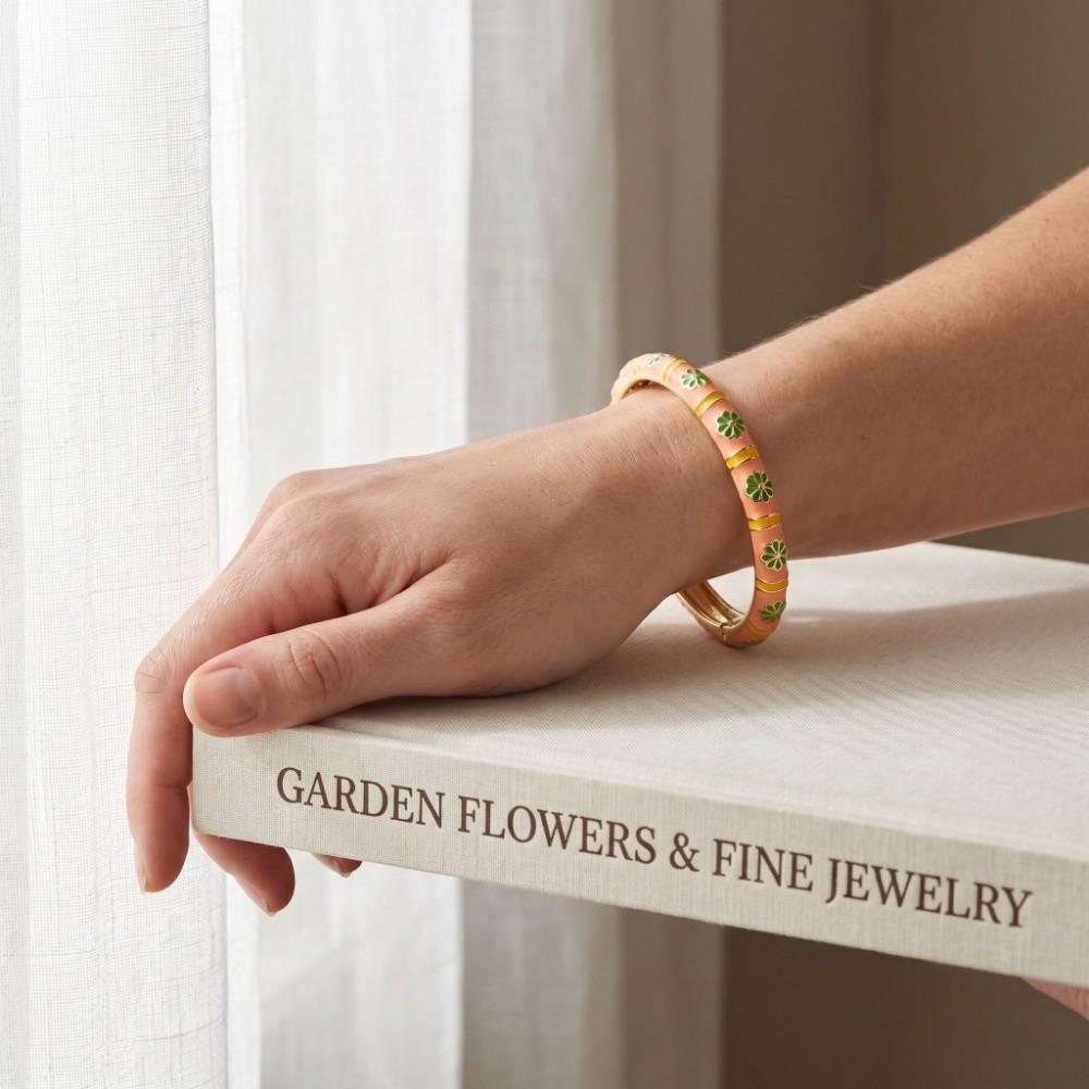 Enamel Floral Chinese Flower Bangle Colorful Women's Hand Bracelet  Jewelry Gifts