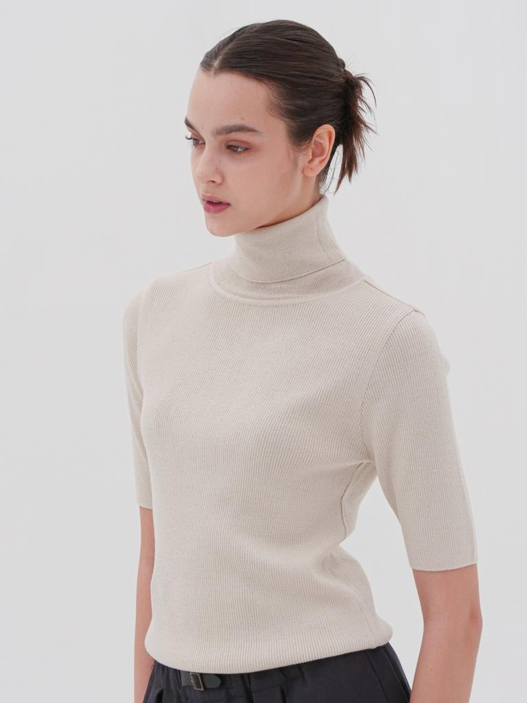 ACUD Turtle Neck Ribbed Knit _Beige