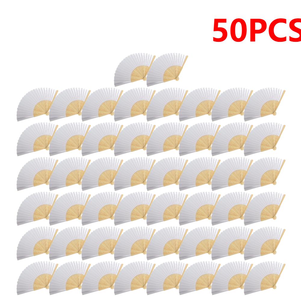 1-60PCS White Foldable Paper Fan Portable Chinese Bamboo Fan Wedding Gifts For Guest Birthday Party Decoration Kids Painting