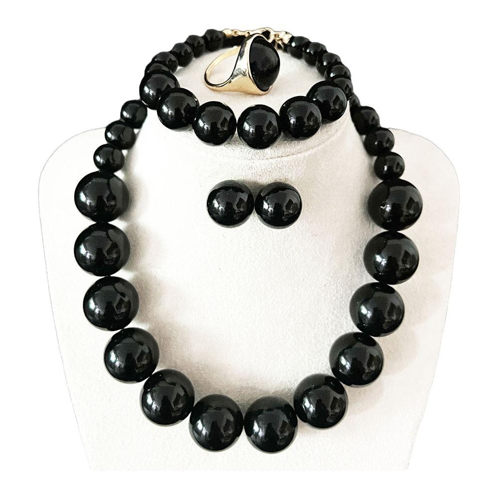 Vintage Style Necklace Bracelet Earring Ring Sets Light Luxury French Pearl Necklace Women