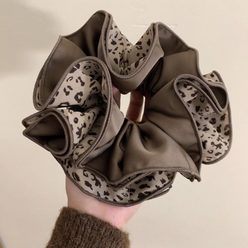 2pcs/set Double-Sided Hair Ties Plaid Hair Ropes Vintage Leopard Print Scrunchies  Commute