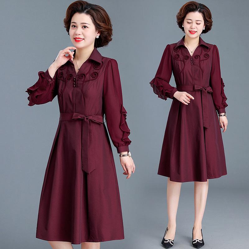 

Mom s Spring Dress 2026: Elegant Skirt for Middle-Aged and Elderly Women - Perfect for Mother-in-Law s Wedding Banquet. L (suggested 105-115 jin)