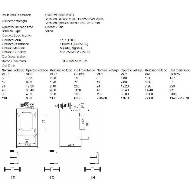 JQX-58F 1Z 60A Hochleistungsrelais DC12V DC24V AC110V AC220V Relais 5