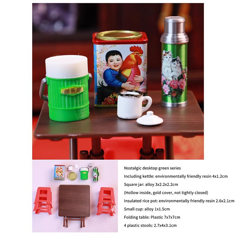 Miniature Dollhouse Chinese Nostalgic Scene Table Warm Kettle Miniature Food Toy Model Ornament For Doll Accessories