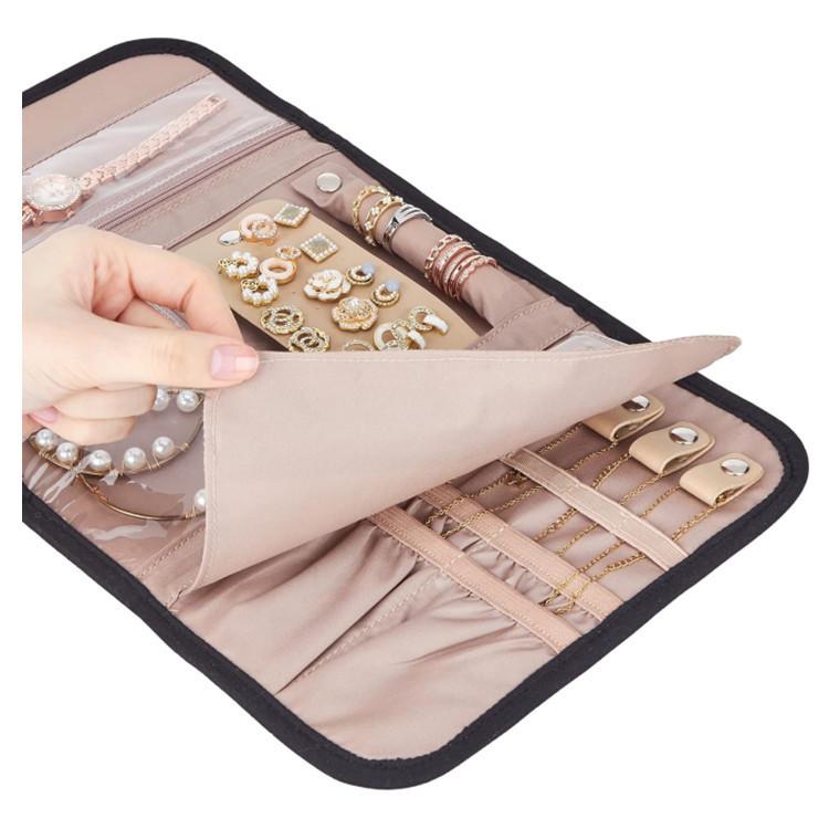 Portable Mini Jewelry Roll With Foldable Design For Travel And Storage