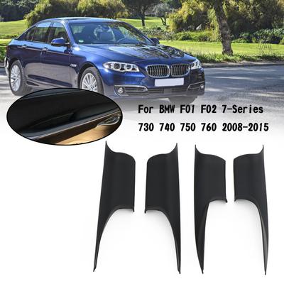 4PCS Front Door Inner Handle Pull Carrier Cover For BMW 7 F01 F02 2008-2015