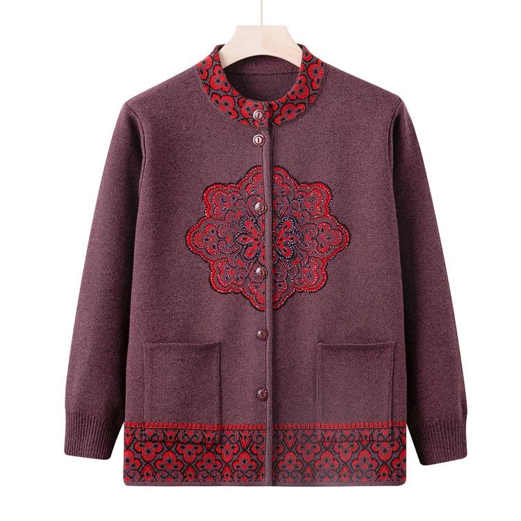 Old People's Autumn Clothes, Female Mothers, New Sweater Coats In Spring and Autumn, Middle-aged and Elderly Grandmothers' Sweaters and Cardigans.