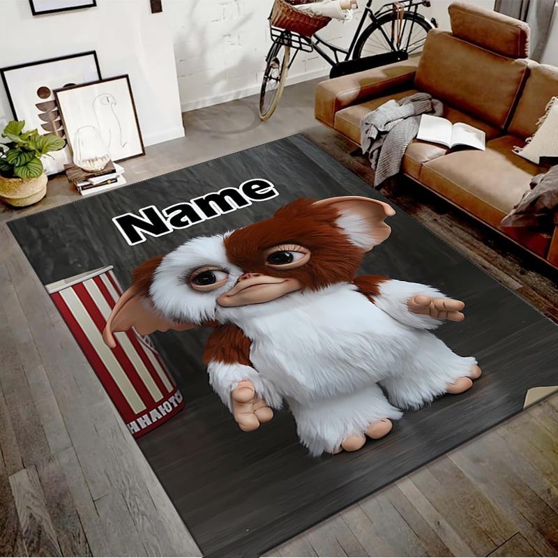 Custom Gremlin Mat Personalized Name, Polyester Washable Indoor Entryway Rug, Gift for Christmas, Easter, Thanksgiving Day