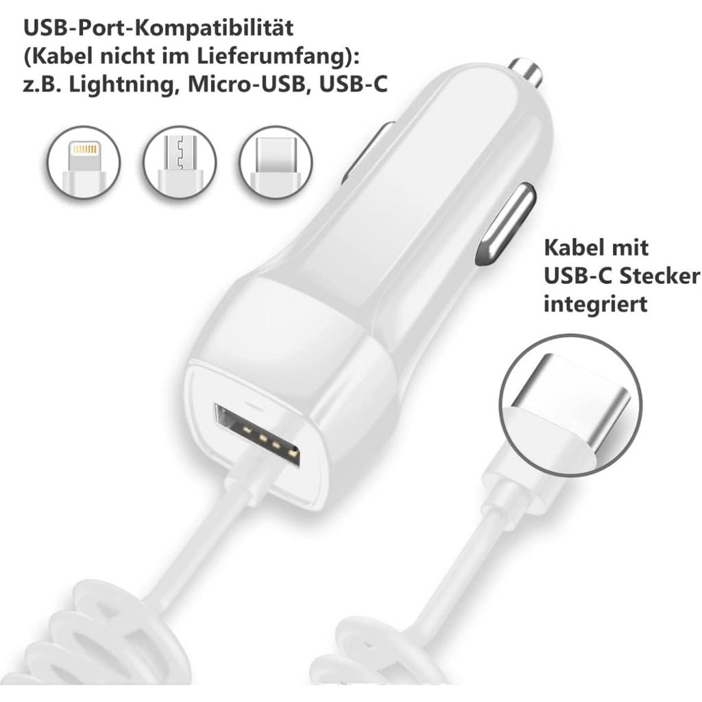 Câble de chargement de voiture compatible avec le chargeur USB Type C Gigabit Station GX6 Adaptateur 12 V-24 V Chargeur de données Adaptateur de charge double 3,1 A 15 W