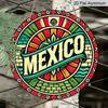 2D Flat, 1pc Round Mexico Themed Aluminum Hanging Sign, Colorful Mexican Flag Talavera Style Design, Retro Metal Wall Decor, Perfect for Cinco De