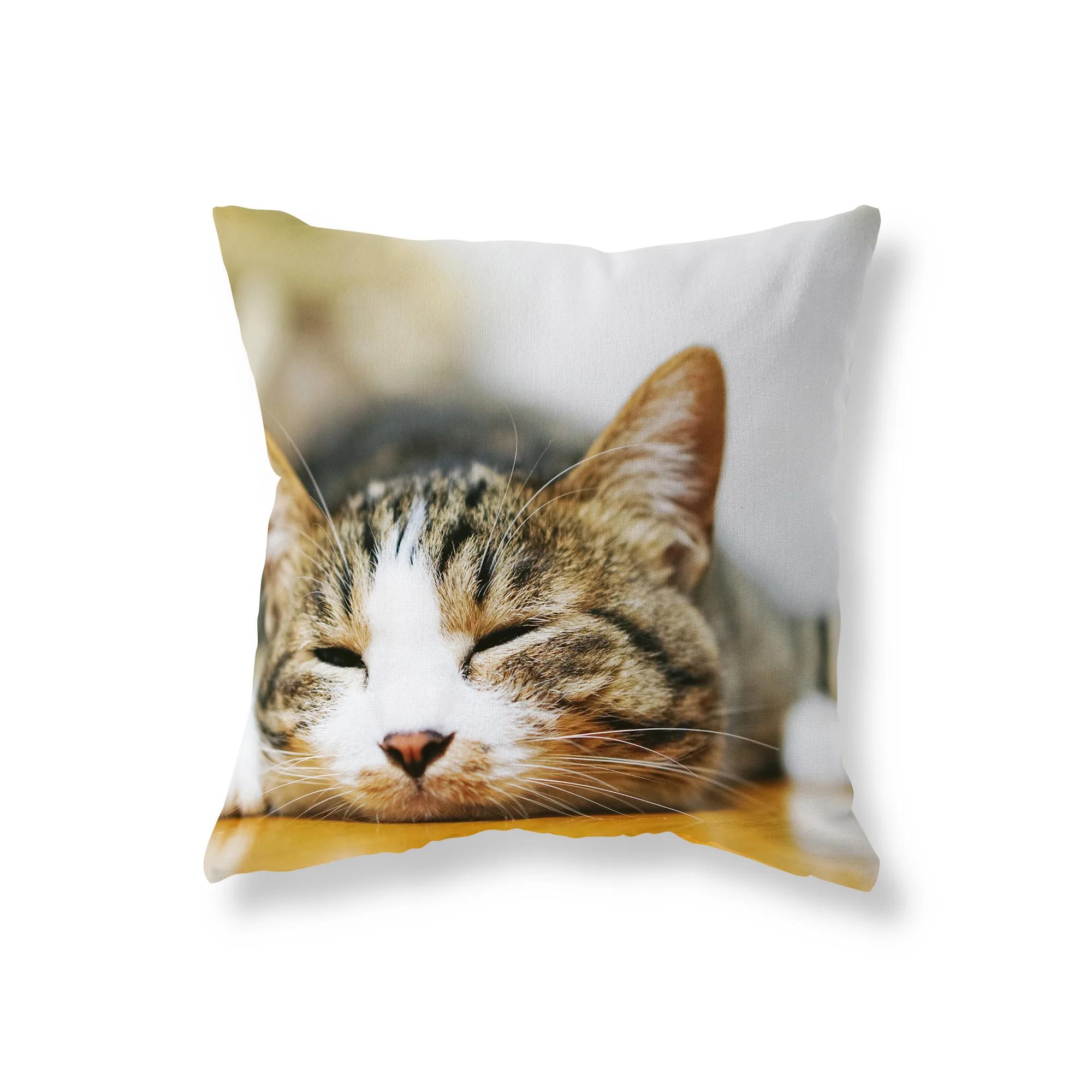 

Милая Смешная Наволочка с Черным Котом Украшение для Дивана Машины Офиса Игрового Кресла Чехол для Подушки Комната Дом 12x12Inch