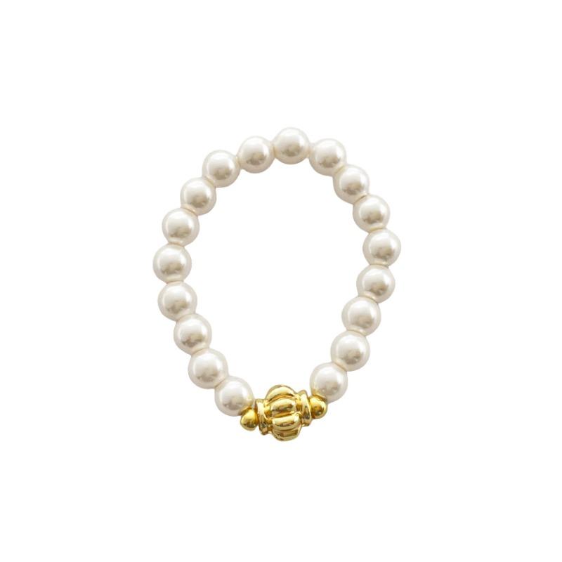 Meier French retro pearl beaded ring - stretchy knuckle ring - fashionable and exquisite glass jewelry