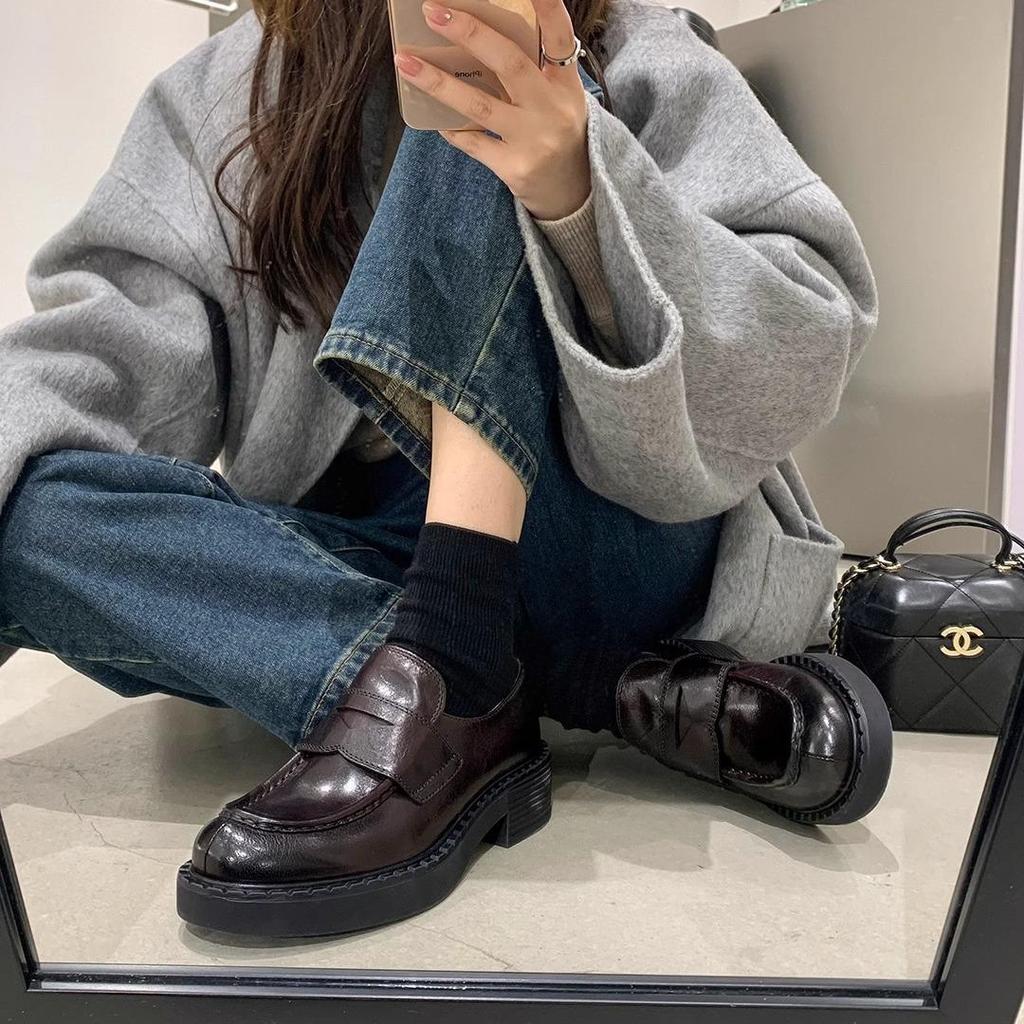 Frühlingsmode Kalbsleder Blockabsatz Loafers – Vielseitige & Stilvolle Damen Lederschuhe