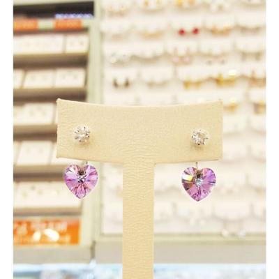 Save Zone 01 Purple Heart Earrings Le307 (15614330)