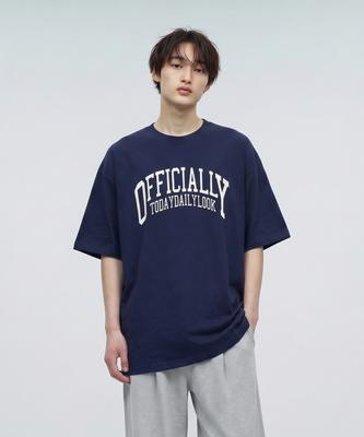 Otidi College Lettering Oversized Short Sleeve T-Shirt Deep Navy