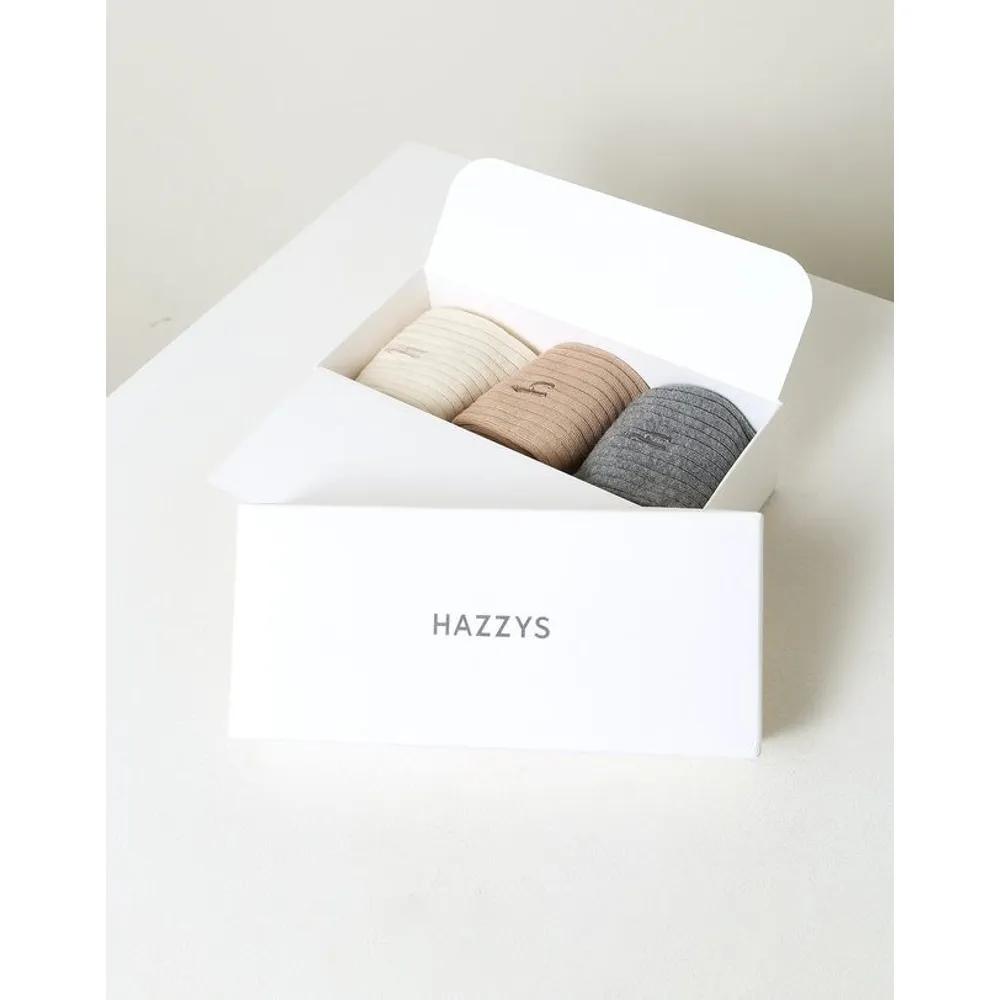 [26FW] Gray Solid Cotton Blend Mid-calf Socks 3-Piece Set HISS6F222G2