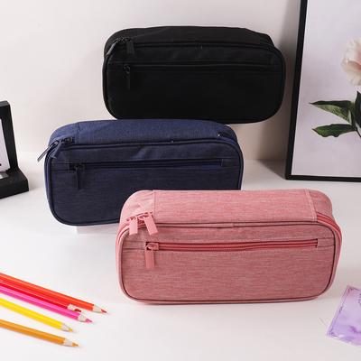 Portable Two-layer Large Capacity Pencil Bag Boy Canvas Pen Case School Office Supplies Storage Bag Office Stationery Bag Gift