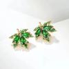 Milan Girls Set Cubic Zirconia Maple Leaf Design Earrings, Suitable for Women To Wear, with Luxurious and Light Luxury Zircon