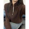 Korean Style Half-Zip Cable Knit Sweater for Women - Autumn/Winter 2024