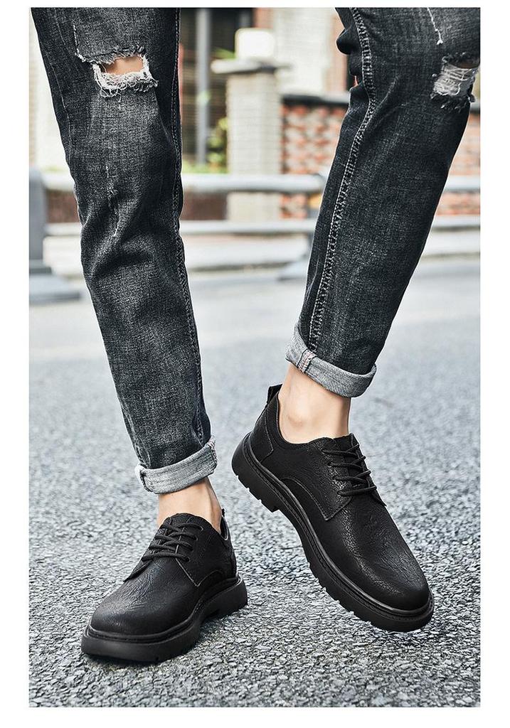 Men's Leather Outdoor Work & Hiking Casual Boots - Low-Top, Big Head Martin Style, Ideal for Spring & Autumn