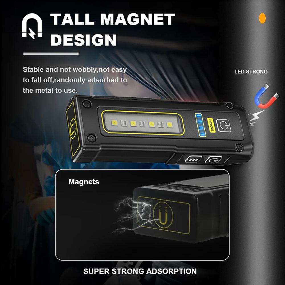 Portable Mini Flashlight High Power LED USB Rechargeable Tactical Flashlight with Strong Magnet Outdoor Emergency Lighting Torch