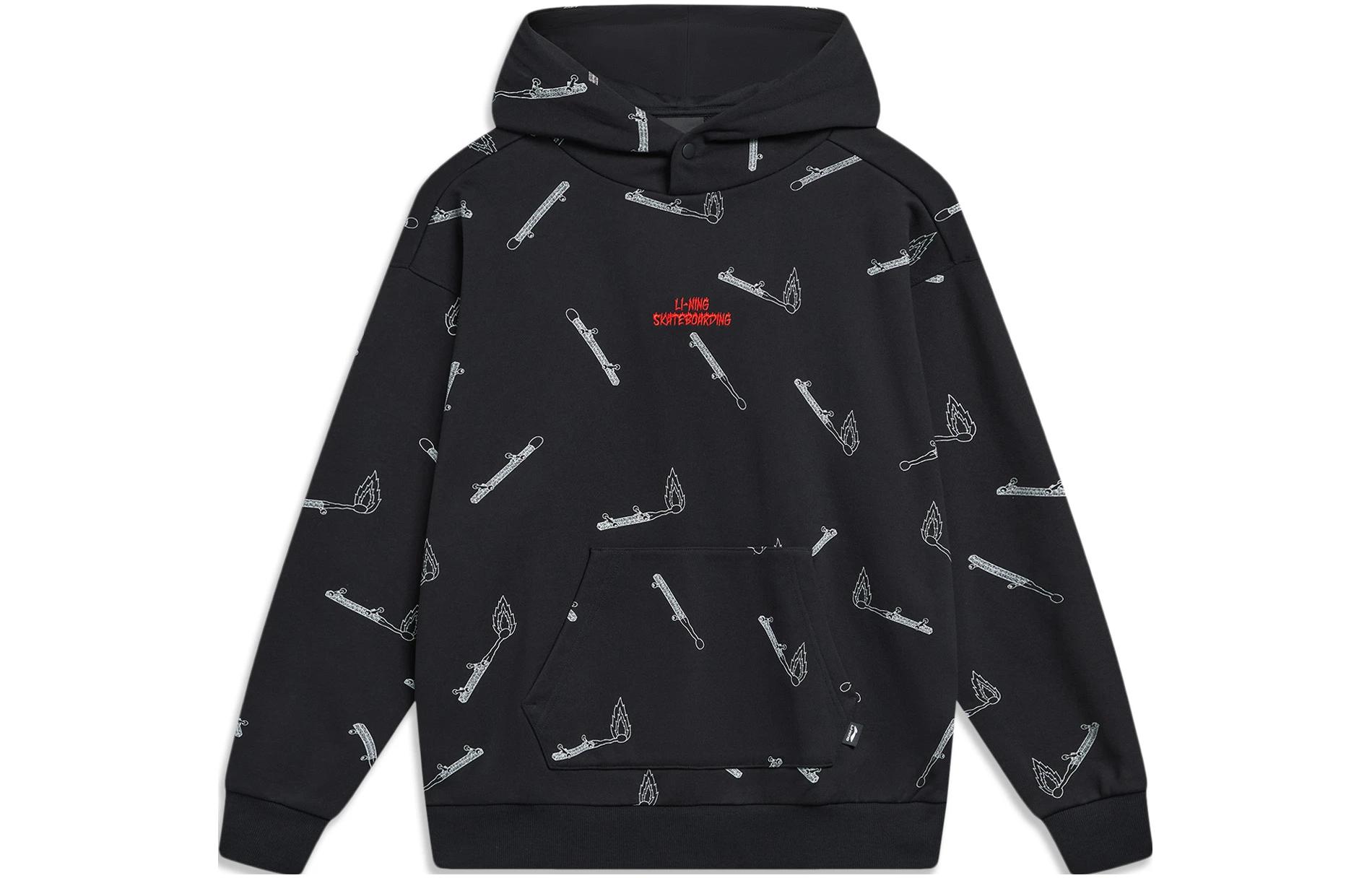 Li Ning Phil Hackett Collaboration Collection Sweatshirt Unisex Black Print AWDT955-1 L