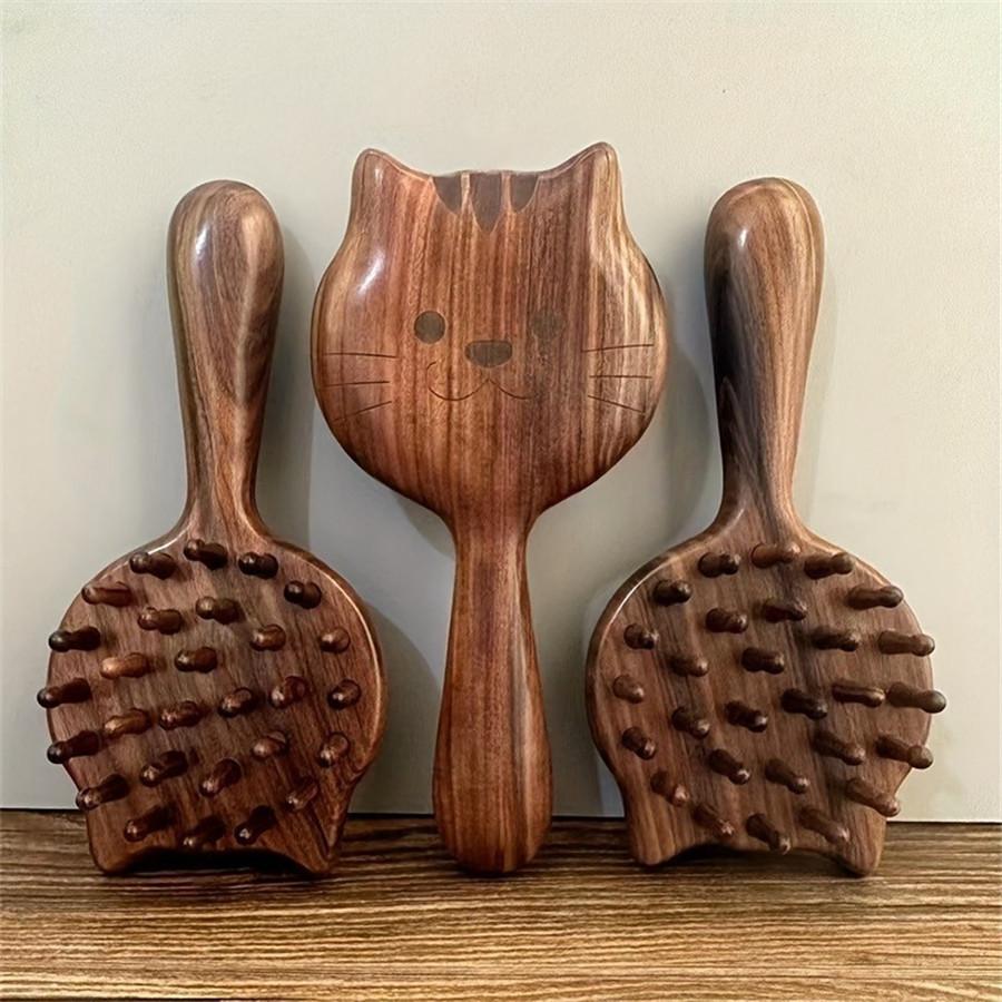 Charming Solid Wood Massage Comb - Women's Air Cushion Scalp & Meridian Relief